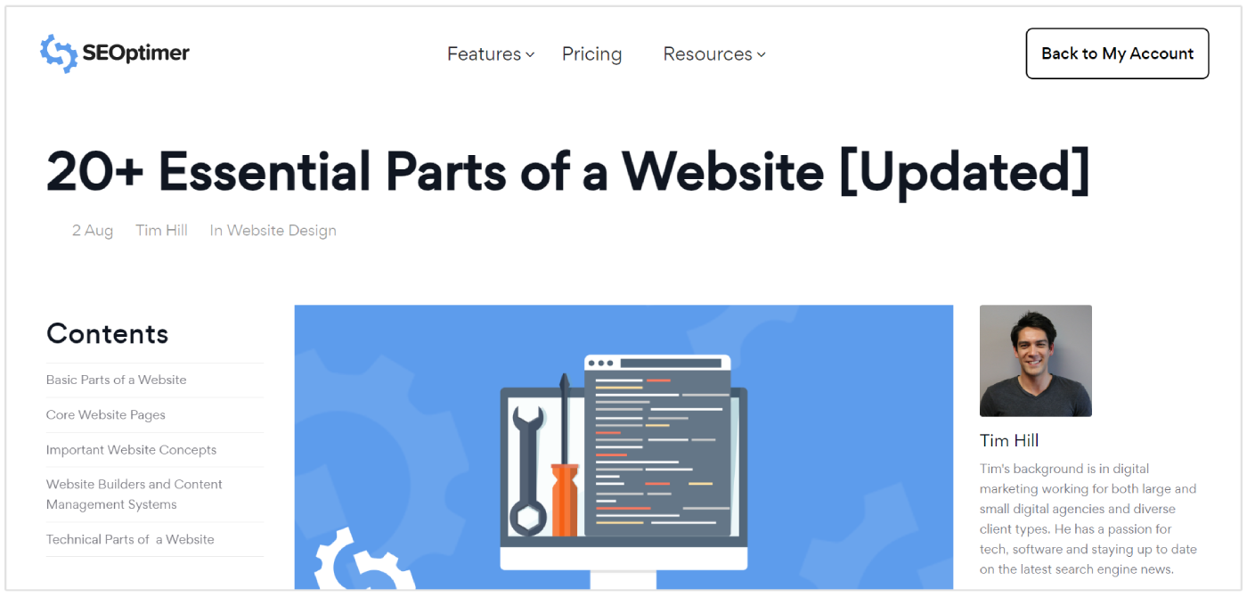 parts of a website